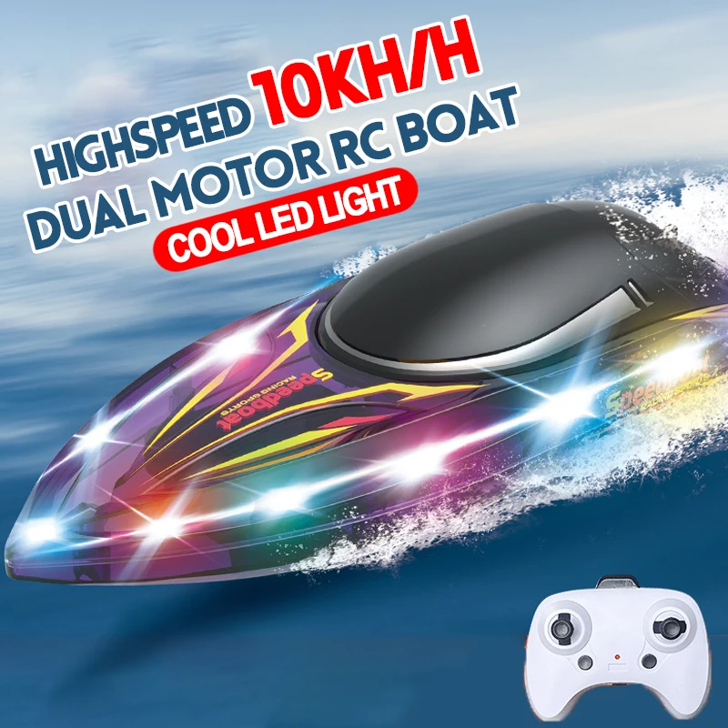 

Jjrc Rc Boat 00Km/h Hispeed Racing Boat 2.4G Cool LED Remote Control Competitive Ship Waterproof Outdoor Pool Speedboat Gift