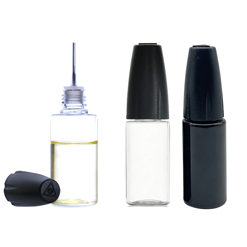 500Pcs 10ML PET Clear Bottle With Long Thin Needle Tip Vial For Empty Accessories Liquid Jar