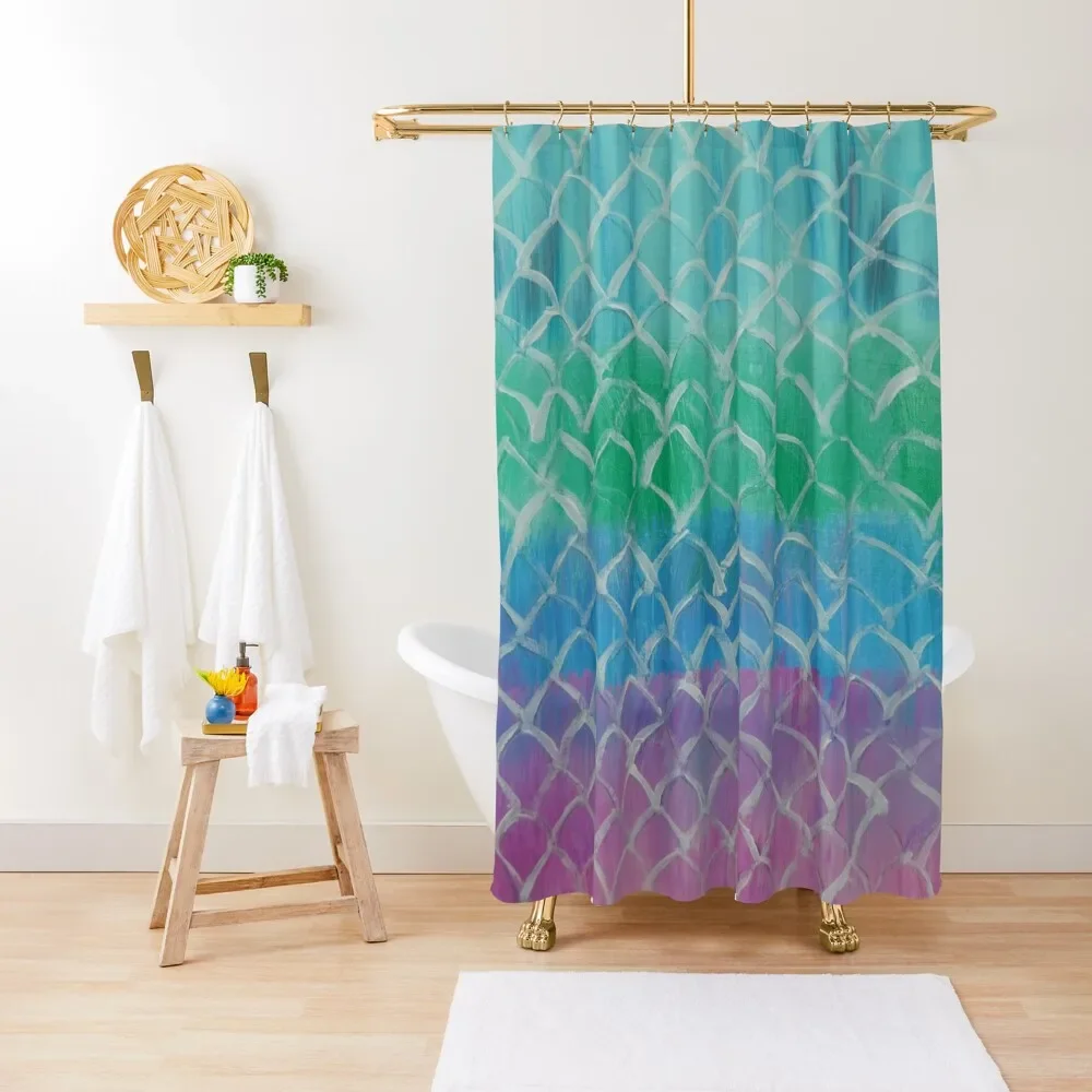 Golden Mermaid Glitter Scales Shower Curtain Glitter Shiny Rainbow Shower Curtains Bathroom Decor Polyester Waterproof Bath Set