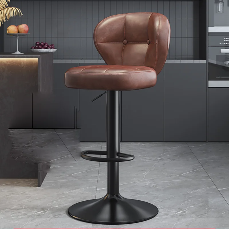 الجلود الفاخرة مصمم بار البراز الحد الأدنى الشمال مكافحة الألعاب كراسي بار مع الظهر مريحة Cadeira الأثاث العصري #4