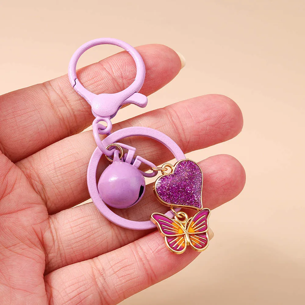 Modische Blumen-Schmetterling-Glocken-Schlüsselanhänger für Autoschlüssel, Damen- und Herren-Handtaschenanhänger, Schlüsselringe, Accessoires, DIY-Schmuckgeschenke – Detail 6
