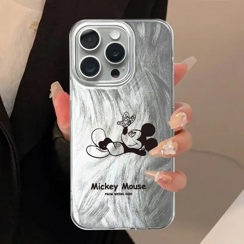 Disney Mickey Luxe Hoesje Voor Apple Iphone 15 11 13 14 Pro Max 12 15 7 8 Plus X Xs Xr Veren Garen Telefoonhoes