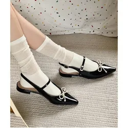 2024 New Hot Selling Fashion Women's Sandals Baotou Bow Decoration Solid Color Versatile Low Heel Women's Sandals heels