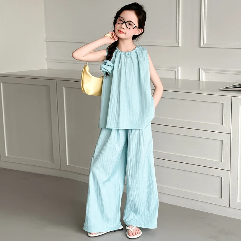 Kids Girl American Fashion T-shirt + Pants Clothing Set Children Street Style Trend Hot Girl y2k Outfit Candy Color Clothes Suit