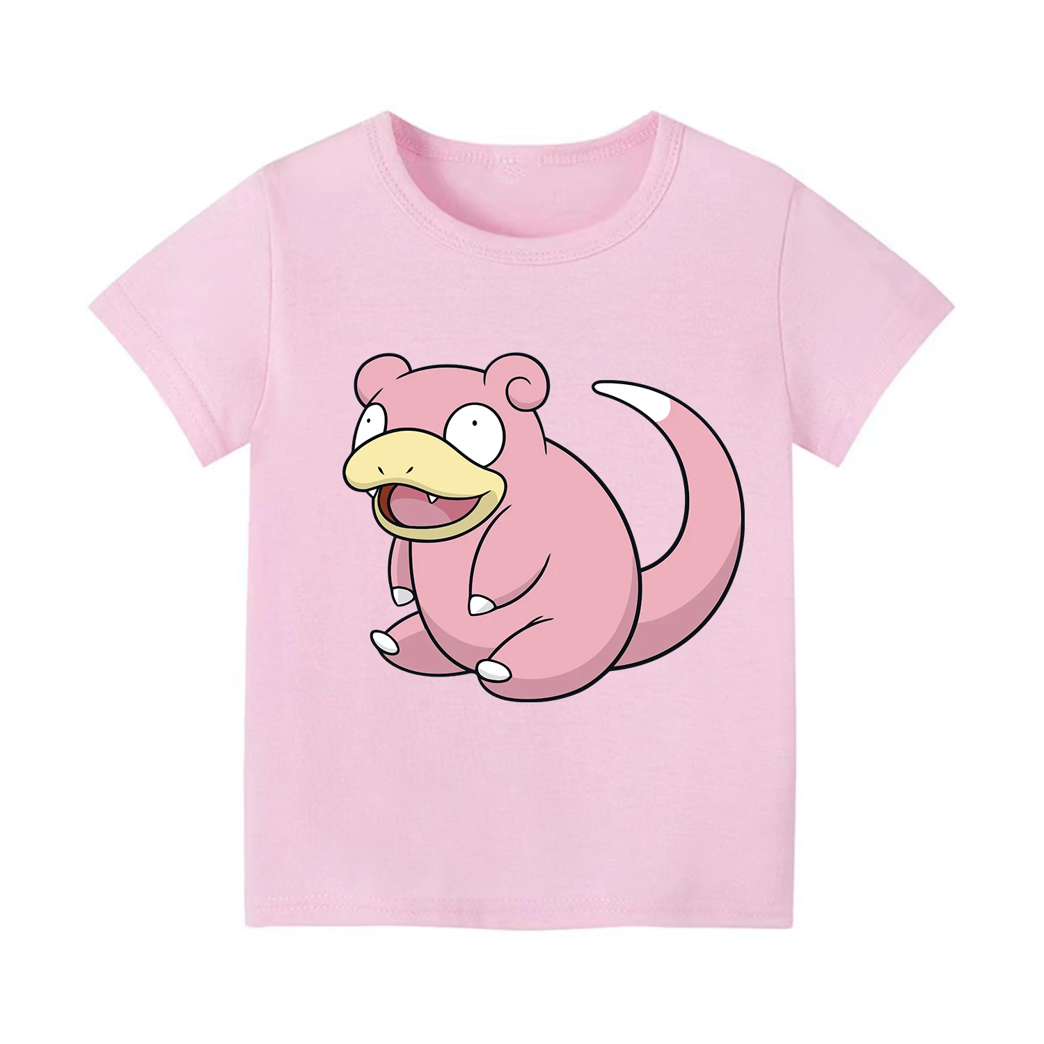 （Miniso) Pokemon Slowpoke Clothing Short-Sleeved T-Shirt Pure Cotton Brand Girl Clothes Casual Style Sport Trend Fashion Tops