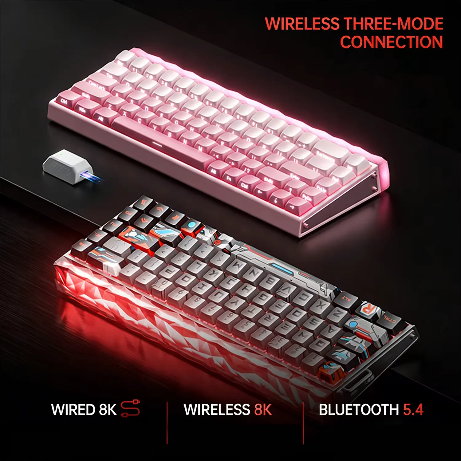 AULA HERO68 Air Magnetic Switch 3-Mode Gaming Mechanical Keyboard Wireless Low Latency Hot-Swap RGB 8KHz Polling Rate 0.005mm RT