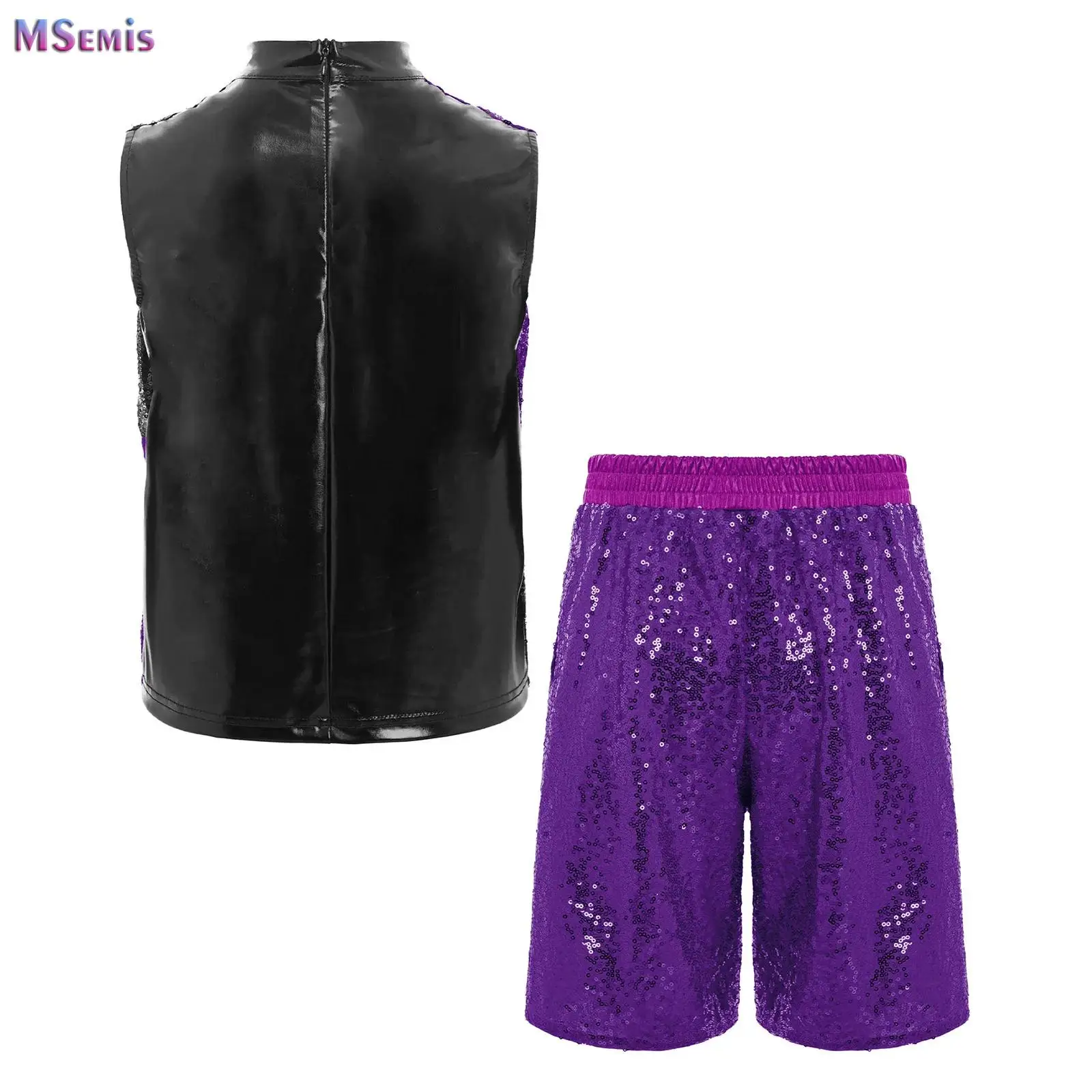 

Hip Hop Clothes Set for Boys Girls Sequins Costume Children Jazz Dance Performance Outfits Modern Dance Drum Stage Clothing