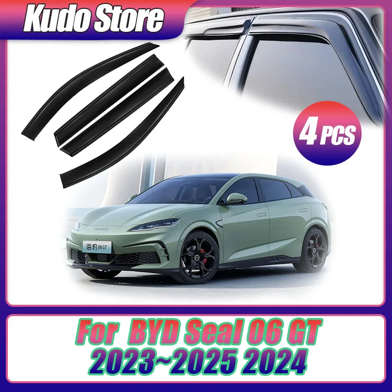 4PCs Car Windows Visor For BYD Seal 06 GT 2023~2025 2024 Door Smoke Deflector Guards Awning Sun Rain Eyebrow Accessories.