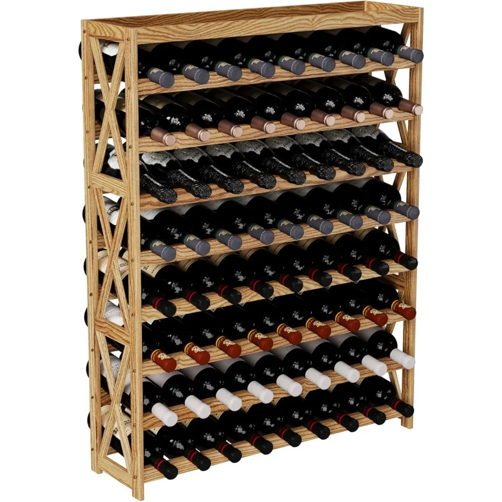 Solid Wood Wine Storage Racks with Tabletop, Free Standing Floor Wooden Wine Rack, Premium Wine Storage Rack Display and Organiz