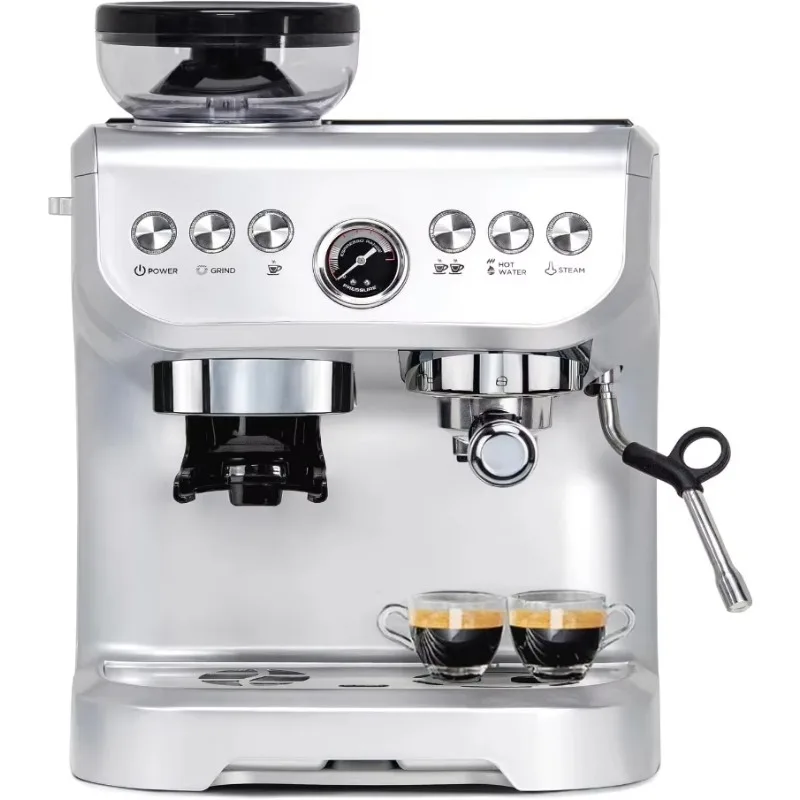 MIROX Espresso Machine 15 Bar, Coffee Maker With Milk Frother Steam Wand, Built-In Bean Grinder, Combo Cappuccino Machine