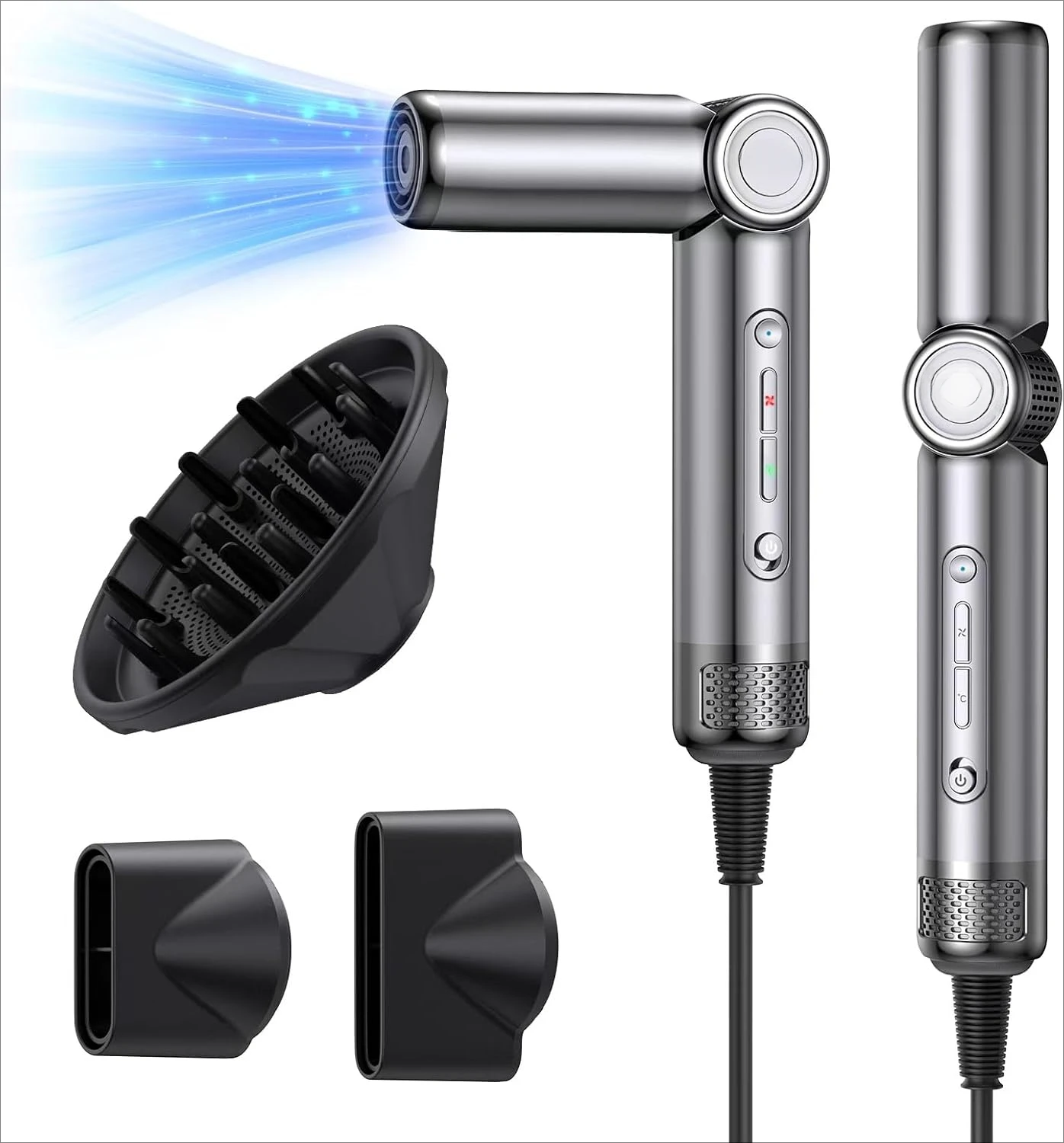 

Blow Dryer, Intelligent Thermo-Control, Fast Drying, Travel Size, 4 Temps & 3 Speeds, for Curly Hair (8.2 ft Cord)