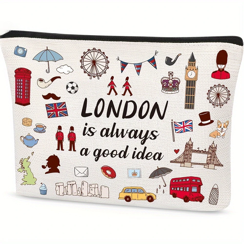 Travel Accessories London - 런던 프린트 화장품 가방 가벼운 지퍼