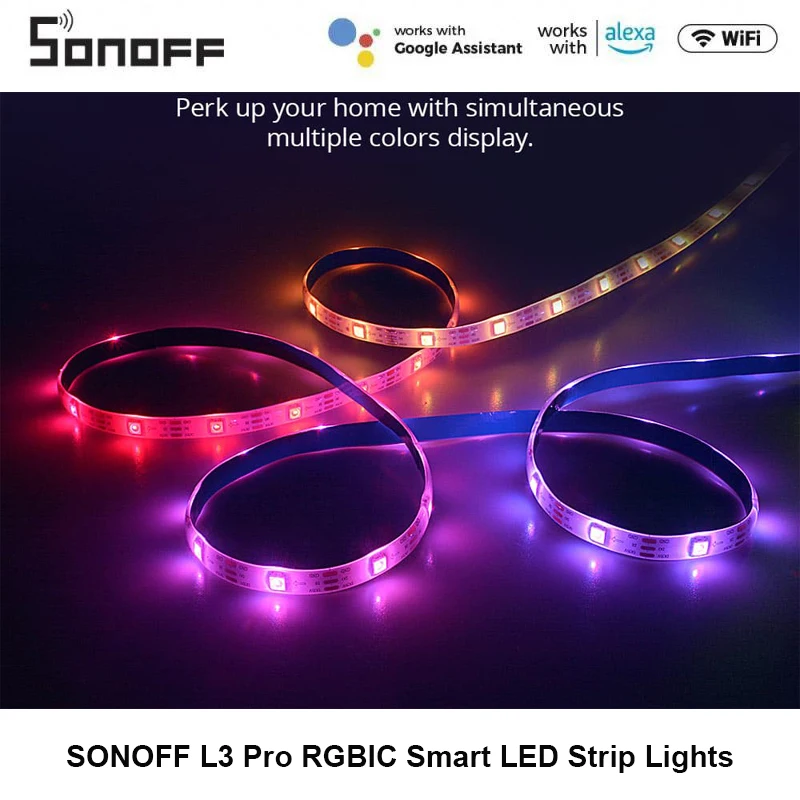 

Умная Светодиодная лента SONOFF L3 Pro, 5 м, RGBIC, Wi-Fi, футов