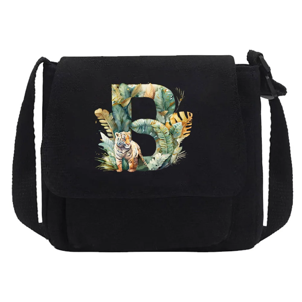 New Men/Women Youth Casual Edition Set Large Capacity Shoulder Bag Canvas Crossbody Bag JungleTiger Letter Printed Crossbody Bag