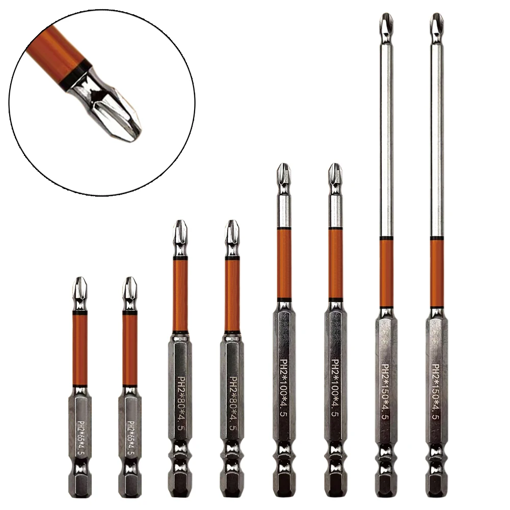 HRC62 Degree Magnetic Cross Screwdriver Bits PH2, Mirror Finish, Strong Magnetism, Suitable for Car Repair, Electronics Industry