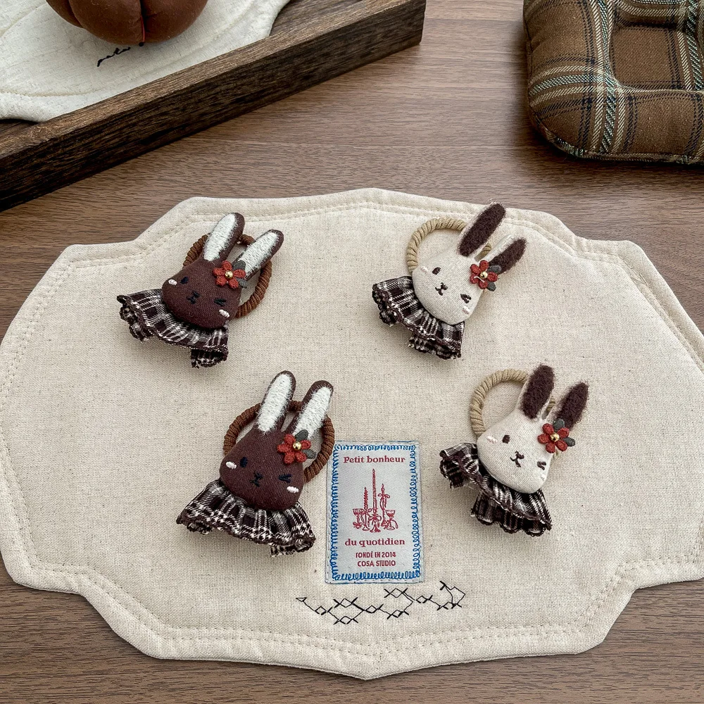 

2pcs Cartoon Rabbit Children's Elastic Hair Band Cute Hair Rope Tie Ponytail Holder Rubber Band Girl Hair Accessories Headwear