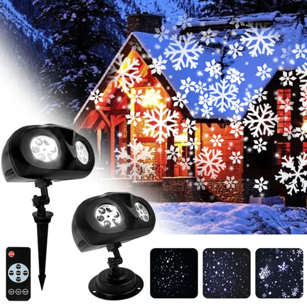 

2025 Upgraded LED Snowflake Projector Light 2-in-1 Outdoor Waterproof Christmas Halloween Decor with Snowfall Pattern Party Lamp