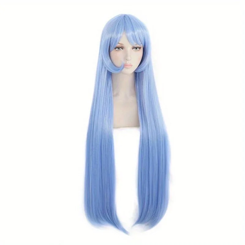 My foreAcademia-Perruque de Cosplay Nejire Hado Hadou pour Femme, Cheveux Longs et Doux, Raides, Bleu, ix, Costume, Bonnet