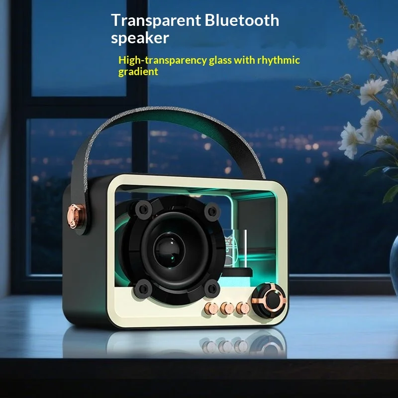 Transparent Wireless Speaker Mecha Bluetooth Portable Bass Diaphragm Subwoofer Music RGB LED Lighting Mini Small Speaker Audio