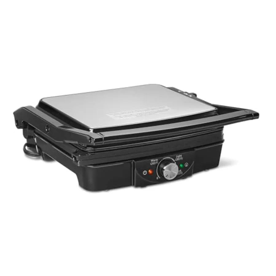 Panini Press and Electric Indoor Grill with Temperature Control Non-Stick Ceramic Plates Black