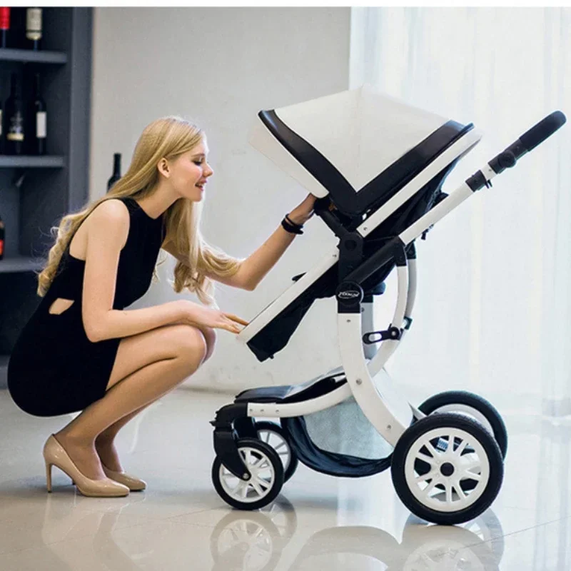 Portable Luxury Baby Stroller Two-in-one Baby Stroller,Lightweight and Foldable High-view Baby Stroller  Adjustable Armrests