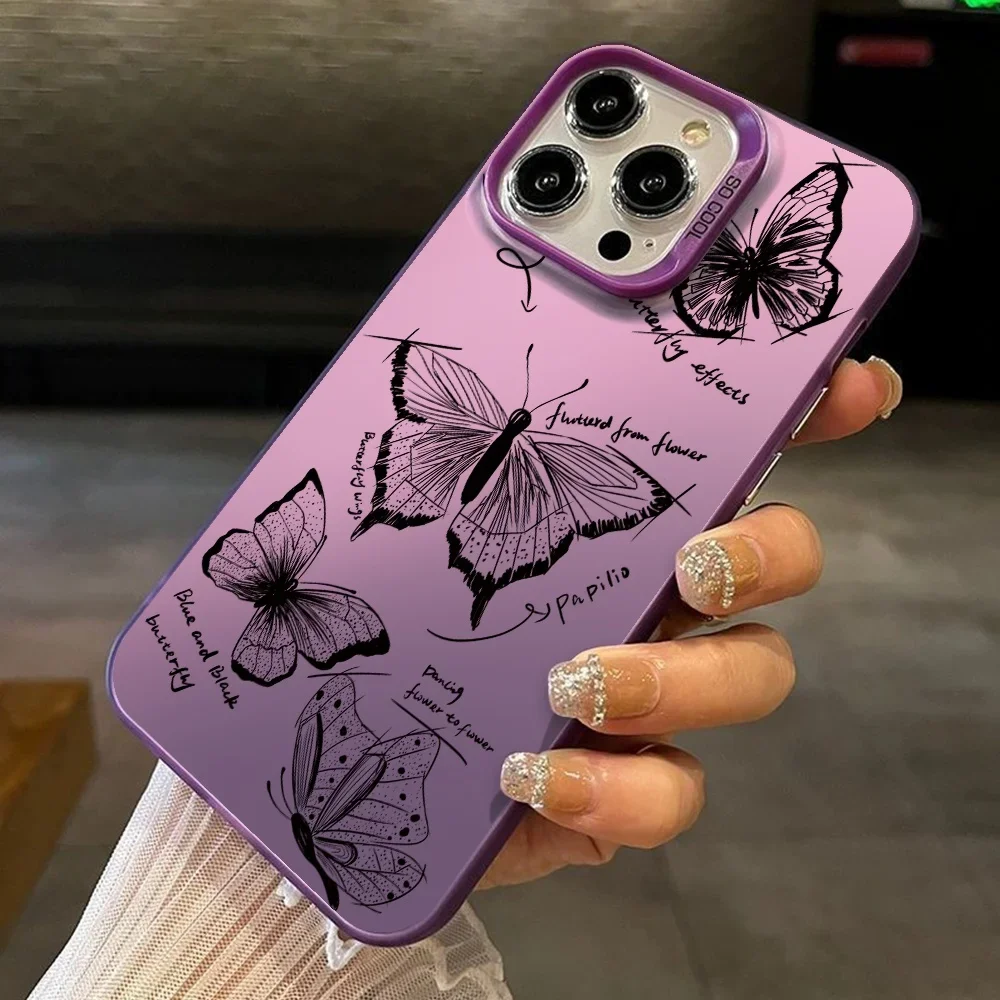 Case For Xiaomi Redmi 14C 14R 13 13R 13C Luxury Butterfly Line Cover For Xiaomi Poco C75 Shockproof Matte IMD Plating Fundas