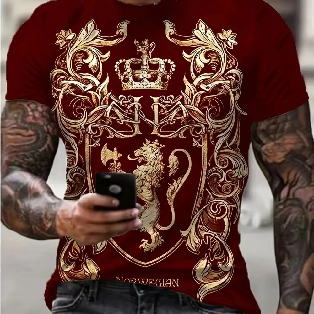 Luxury Men\'s T-Shirt Summer Short Sleeve Tops 3d Large Gold Chain Graphic Clothe Breathable Quick-Drying Apparel Male Shirt Tees