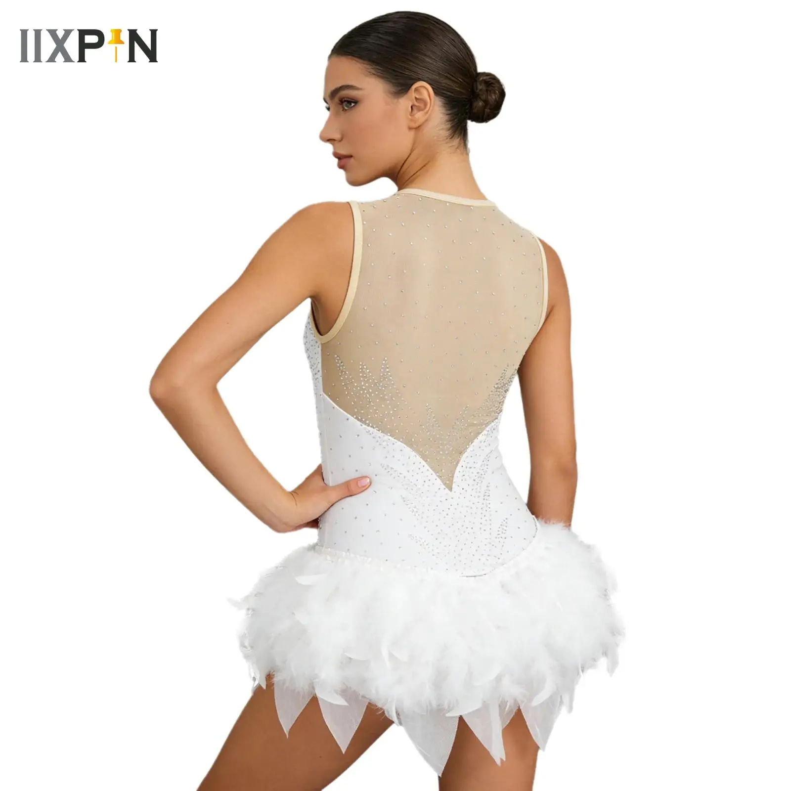 

Adults Swan Lake Ballet Tutu Dress Women Ballerina Fuzzy Feather Costume Classical Ballet Leotard Stage Performance Dancewear