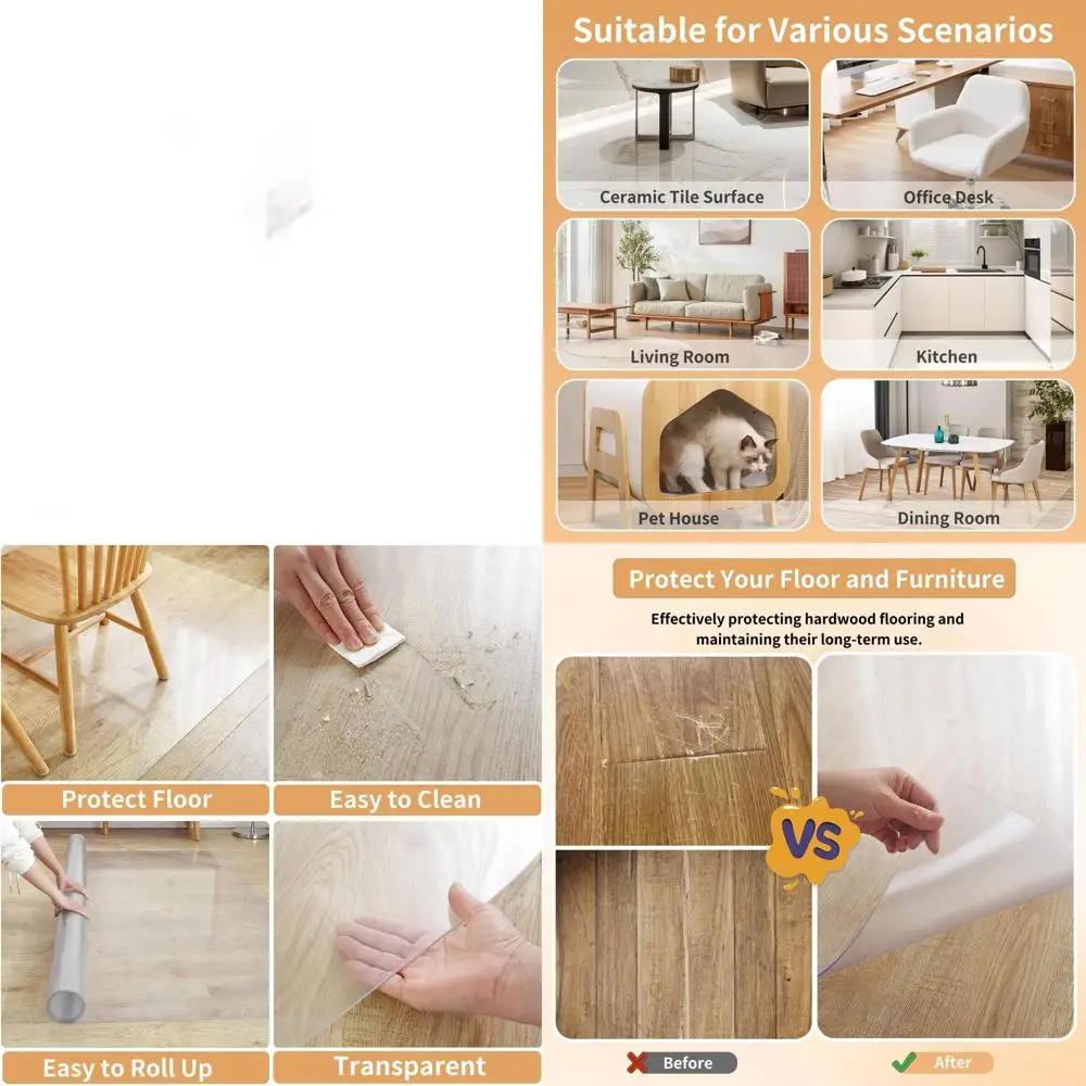 

Прозрачный защитный коврик для пола, водонепроницаемый коврик 36 x 120 для прихожей, кухни и офиса
