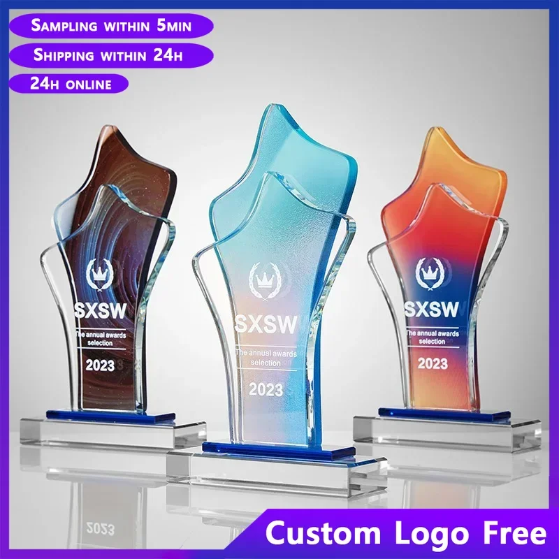 Crystal Trophy Free Customization Creative Gift Ornaments Activity Group Recognition Award Authorization Card New Souvenir