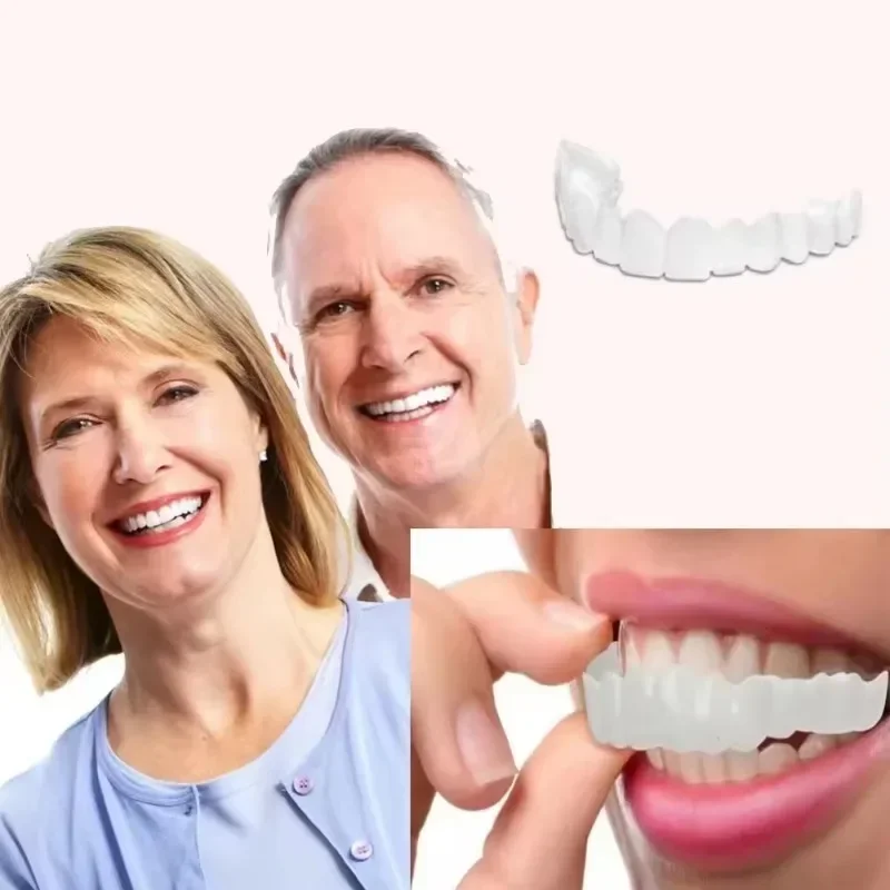 Upper Lower Fake Teeth Cover Perfect Bright Veneers Comfort Fit Flex Dentures Braces Whitening