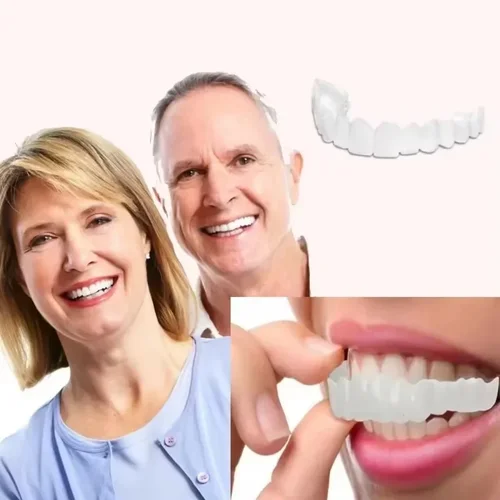 Imagen 1 del producto Cubierta de dientes falsos superior e inferior, carillas brillantes perfectas, ajuste cómodo, flexible, blanqueamiento