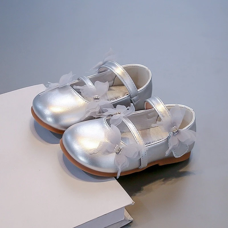 

Fashion Girls Causal Leather Shoes Toddlers Spring Autumn Children Wedding Party Shoes Sweet Butterfly Kids Princess Flat Shoes