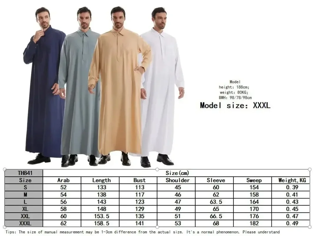 ใหม่ Ramadan อาหรับมุสลิมชายเสื้อผ้า Abaya ดูไบตุรกีอิสลามซาอุดีอาระเบียเจียมเนื้อเจียมตัว Kebaya Robe Femme Musulmane Kaftan เสื้อผ้า