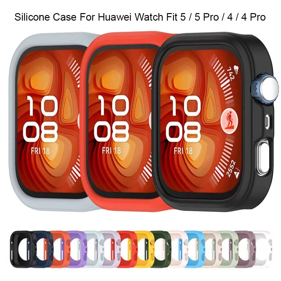 Capa Protetora de Silicone para Huawei Watch Fit 5 5 Pro, Bumper para Huawei Fit 4 4 Pro, Protetor de Tela para Smartwatch