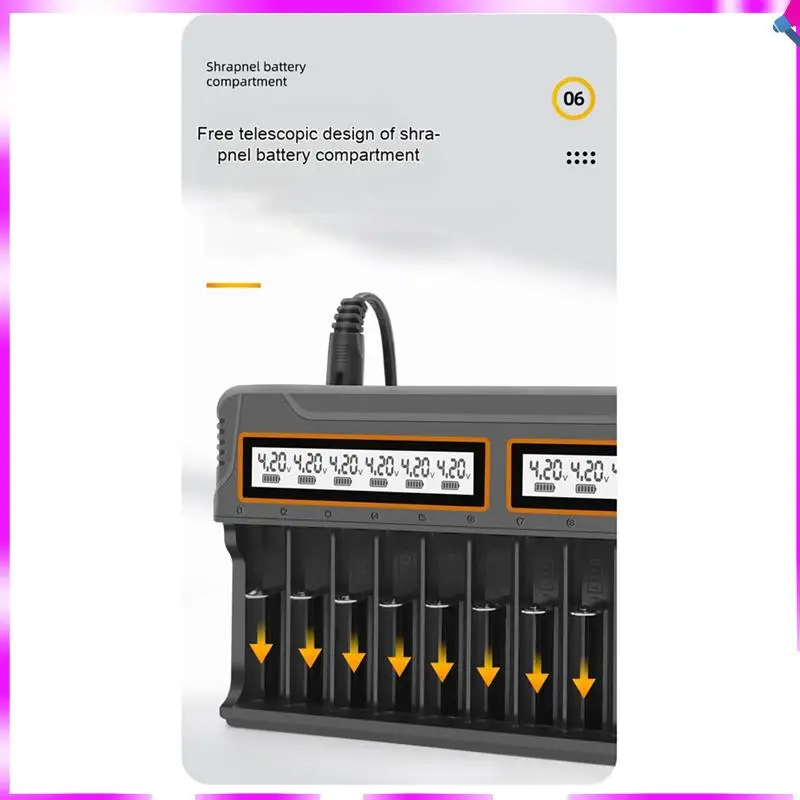 

N96R 18650 Charger 12 Slots Aa.Aaa Nickel Metal Hydride/Lithium Battery Smart Universal Charger With Display US-Plug
