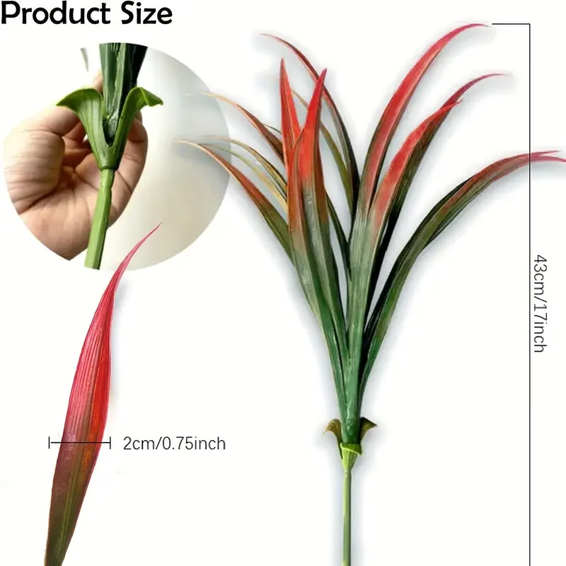 1/4 Stück, UV-beständige künstliche Pflanzen für den Außenbereich – hohes Gras, tropische Blumen und Sträucher – perfekt für das ganze Jahr und für den Innenbereich – Detail 3