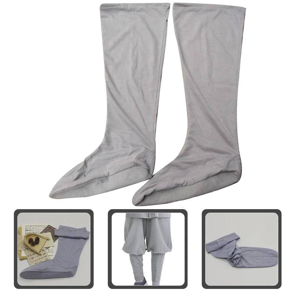 1 par meias de monge meias de algodão respirável confortável todas as estações meias monge budista simples design cinza claro