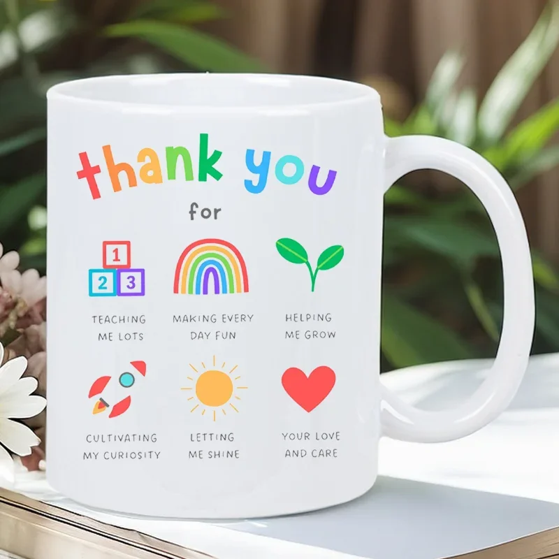 【Hot Sale】Teacher Appreciation Mug - Thank You For Fostering Growth And Love, Motivational Ceramic Coffee Mug, Gift For Educator