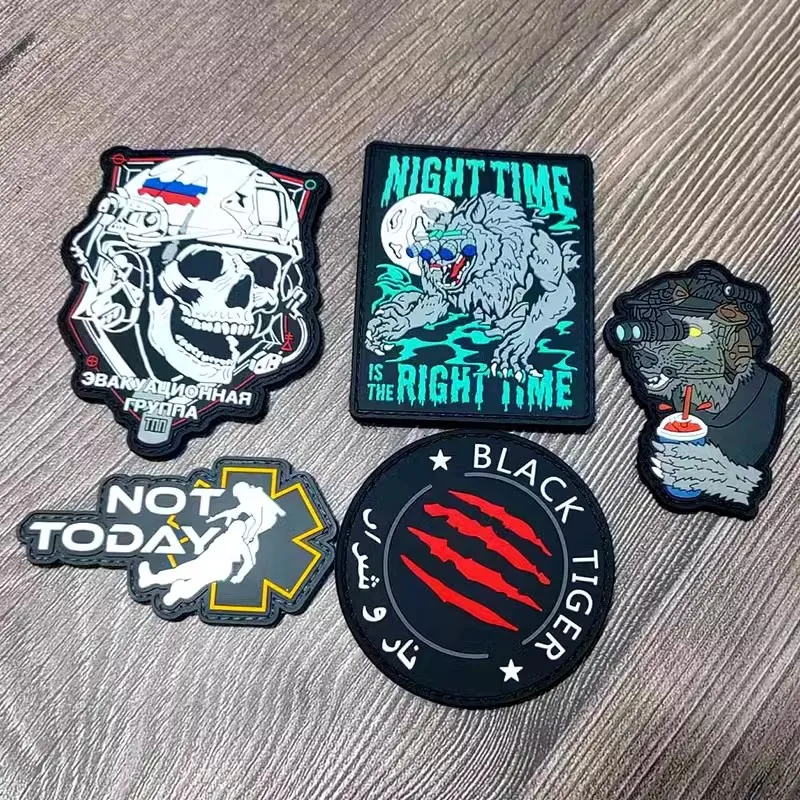 Bearded Same Style Morale Badge PVC Rubber Ghost Eyes Wolf Tactical Patch Personalized Outdoor Backpack Decoration