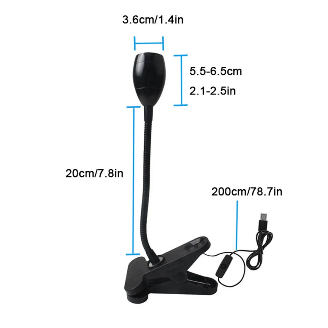 Portable LED Clip on USB Fishing Lights Focus in Focus out Zooming Night Fishing Lamp with blue or warm white output