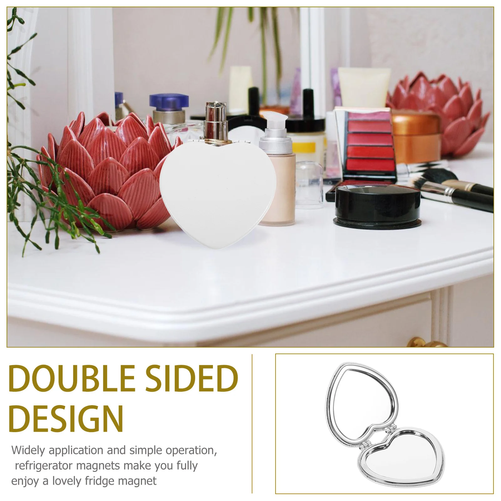 2 قطعة مرآة صغيرة محمولة على شكل مكياج مدمجة للجيب للسفر للنساء مرايا شخصية ومرايا يدوية