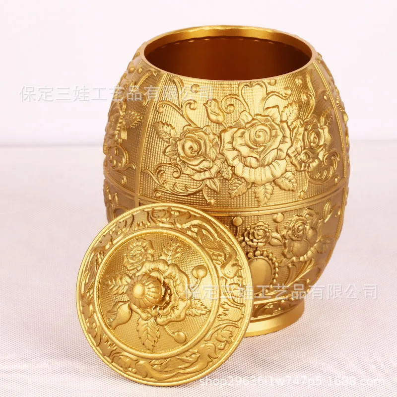 Rose Flower Tea Brass Vintage Sugar Jar Storage Canister Gift Box Household Antique Creative Sealed Moisture-Proof Orna