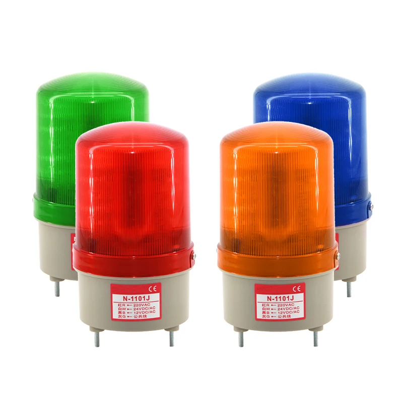 1 Stuks N-1101/N-1101J 12V Ac/Dc Led Roterende Geluidsbaken Waarschuwingslamp Spiraal Vast Alarm Voor Industriële LTE-1101