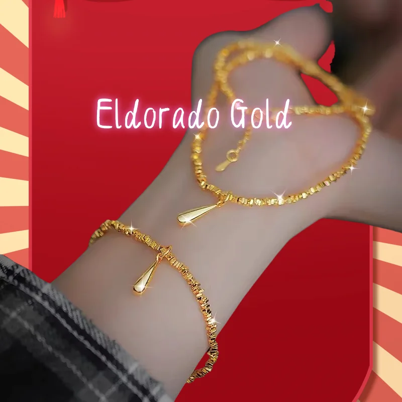 

2025 9999 Real Gold 24K New Broken Water Drop Bracelet Item High-end Light Luxury Silver A Few Taels Set