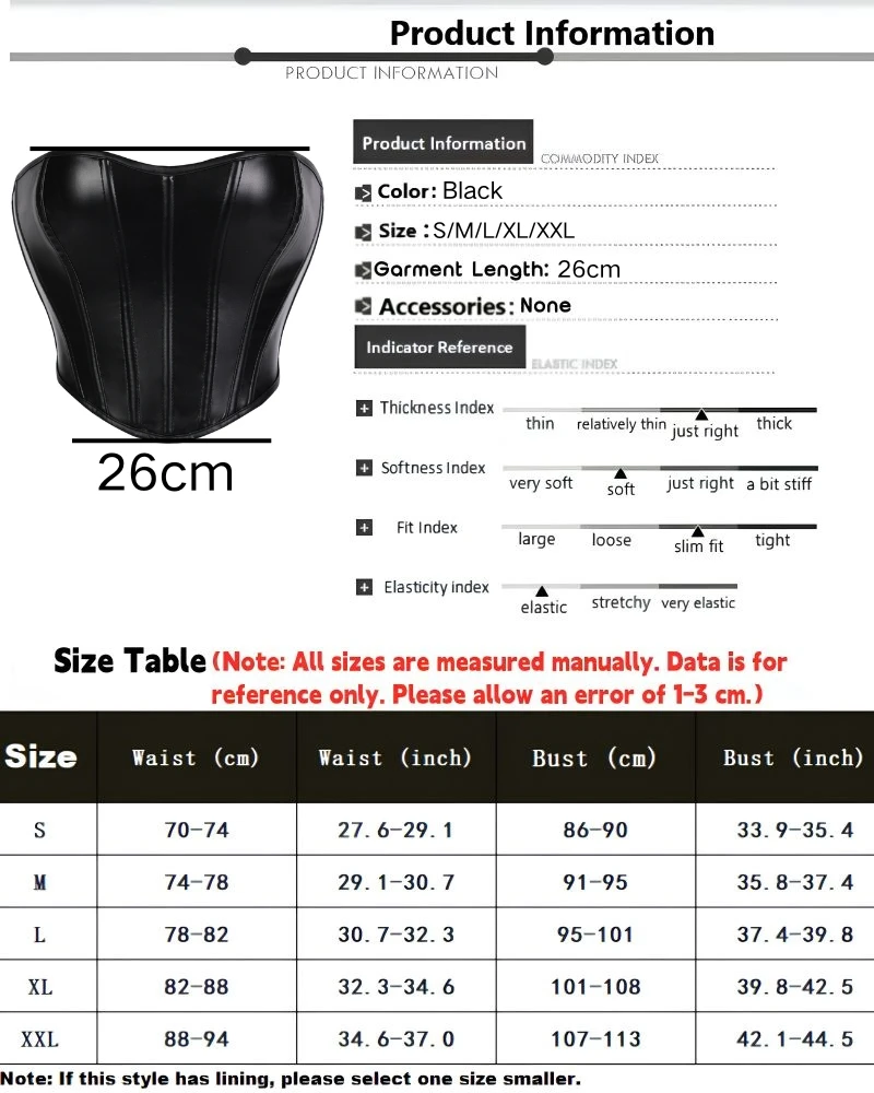 Damen Kunstleder Trägerloses Korsett-Top, Sexy Taillenformer mit Knochenverstärkung für eine schlanke Silhouette – Detail 1