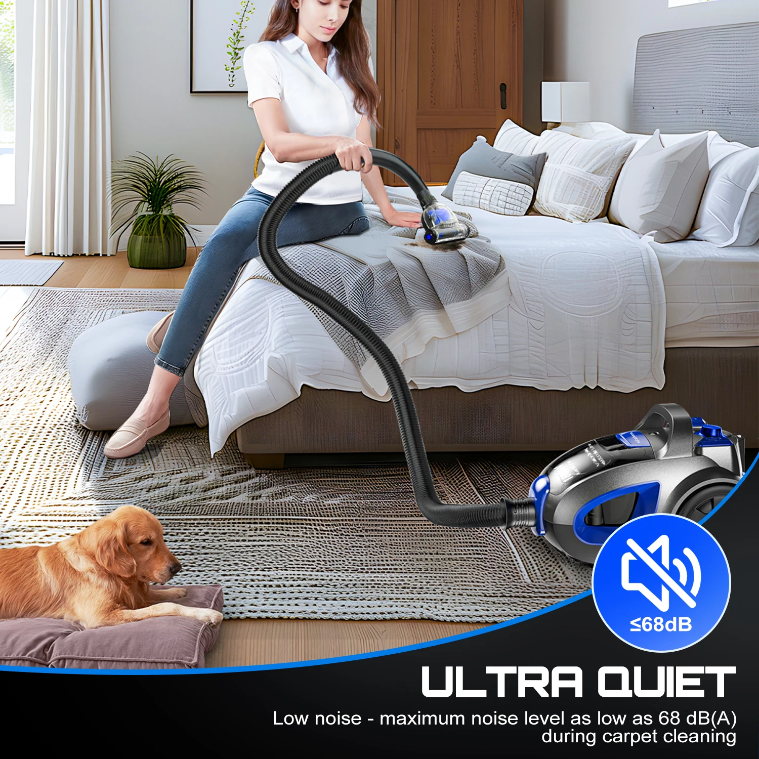 1600W Bagless Canister Vacuum Cleaner 32Kpa 3.7Qt Large Capacity Dust Storage H13 HEPA Filter Electric 5 Tool Set for Household view 5