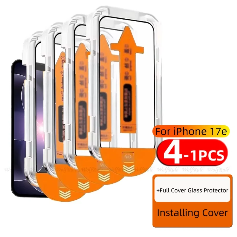 4-1 szt. Szkło hartowane do iPhone 17e, pełne pokrycie, klej 9H, bezpyłowe, łatwa instalacja, ochraniacz…