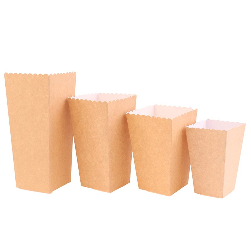 10pcs Kraft Paper Popcorn Box Popcorn Candy/ Snack Favor Bag Party Decoration