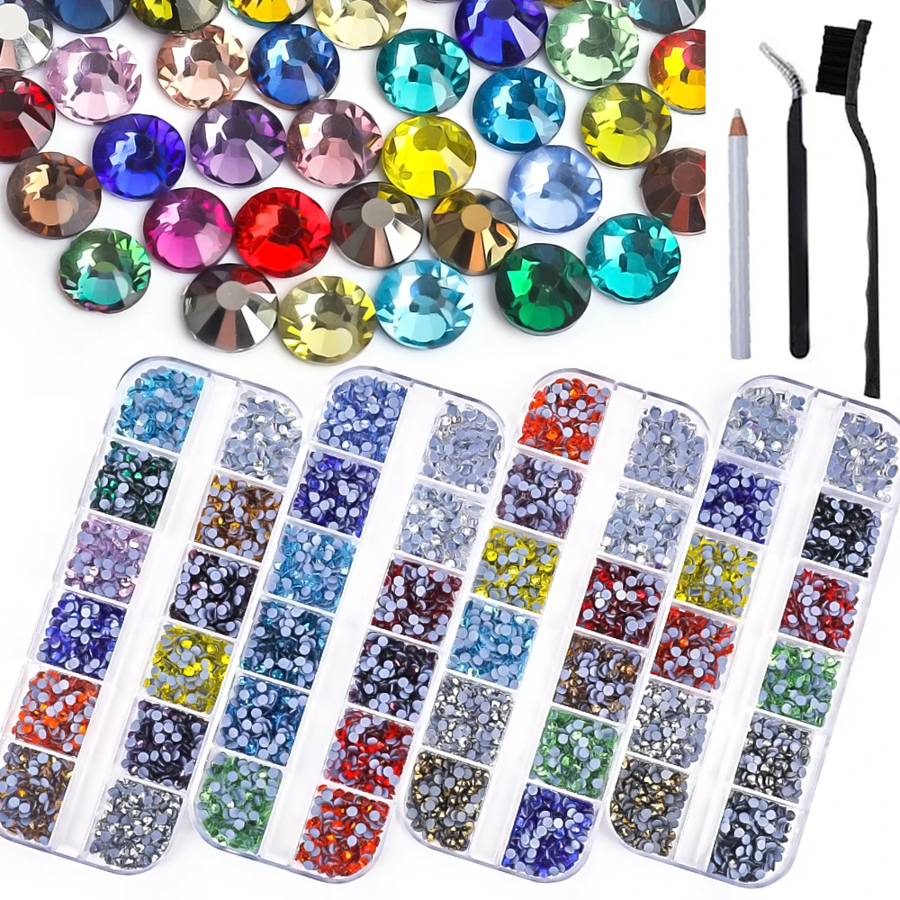 Hot Fix Rhinestones 720Pcs-2000Pcs/Box Mix Color Glass Crystal Hotfix Rhinestone for Clothing Hot Fix Rhinestones Decoration Diy